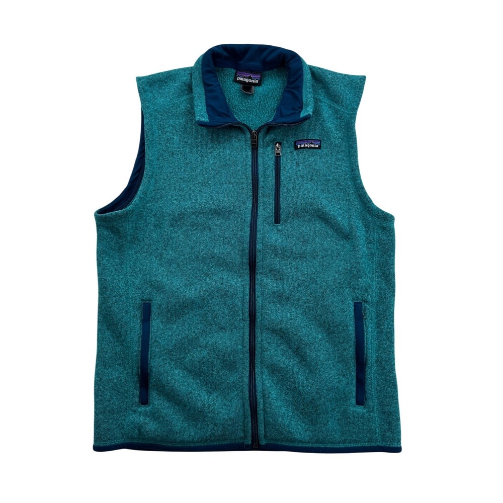Womens Patagonia Better Sweater Vest Teal Blue Hiking Outdoor Full Zip Fleece M
